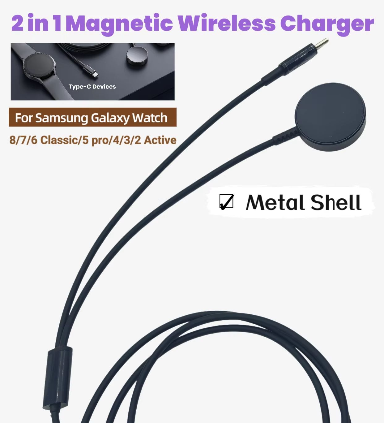 Type-C 2-in-1 Magnetic Wireles - Magnetic Charging Cable reseña y precio