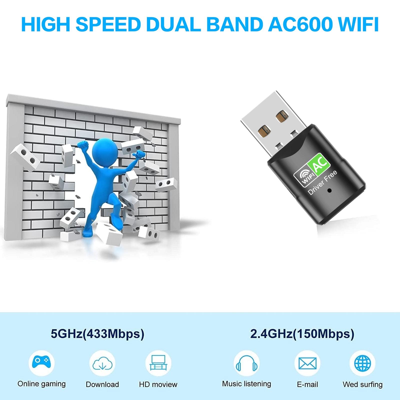 AC600 USB WiFi Adapter, Dual B - Mini Pc Windows reseña y precio